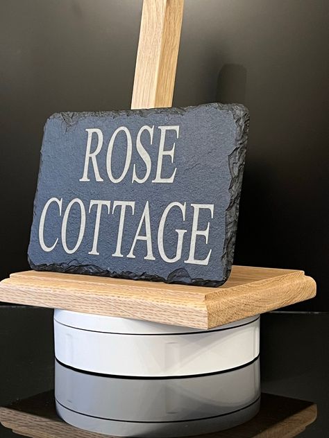 House Number Door Name Plaque 18cm x 12cm. Personalised grey slate plaques for wall or gate outside your homes address. House Name or Number House Name Plaques, Bee Heart, House Name Signs, Door Name, Grey Slate, Slate Signs, Cottage Door, House Name, House Names