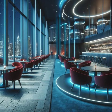 Modern Futuristic Interior, Futuristic Restaurant, Futuristic Bar, Futuristic Interior Design, Futuristic Interior, Restaurant Interior Design, Futuristic Design, March 21, Room Ideas Bedroom