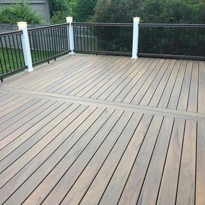 16' X 24' Composite deck onto house for a family of 4 to enjoy there new house they moved into Deck Patterns, Deck Building Plans, Outdoor Living Deck, Deck Remodel, Deck Layout, Deck Flooring, Deck Pictures, Deck Colors, Composite Deck