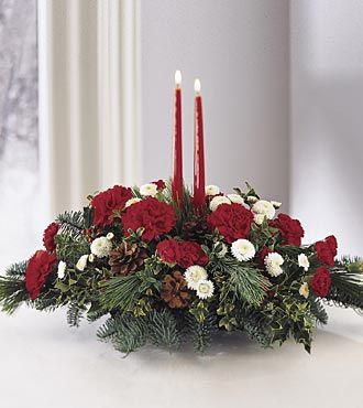 Christmas Wedding Centerpieces, Christmas Candle Centerpiece, Traditional Candle, Merry Berry, Get Well Flowers, Candle Centerpiece, Centerpiece Christmas, Carol Of The Bells, Festive Centerpieces