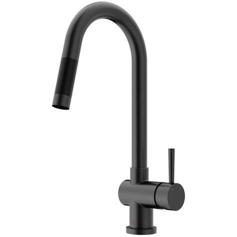 VIGO Gramercy Single-Handle Pull-Down Sprayer Kitchen Faucet in Matte Black Matte Black Kitchen, Matte Black Faucet, Black Faucet, Pull Out Faucet, Black Kitchen Faucets, Bar Faucets, Single Handle Kitchen Faucet, Remodel Kitchen, Faucet Handles