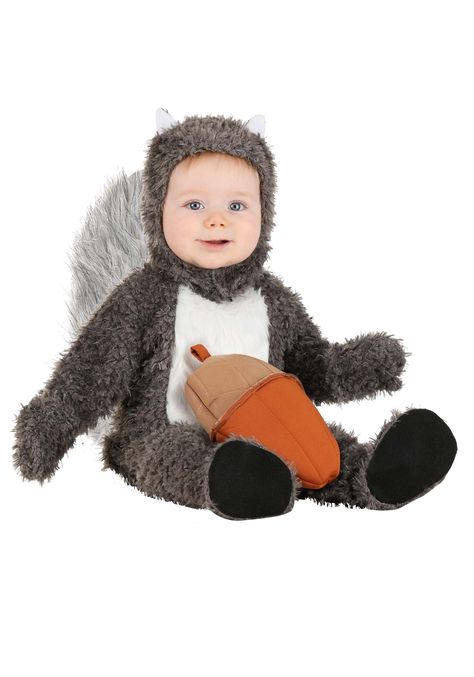 PRICES MAY VARY. Size: 6/9 Months COSTUME INCLUDES: This adorable squirrel costume for infants and newborns is the perfect little woodland creature for your energetic and playful child. This comfy fur suit comes as a gray and white bodysuit with attached squirrel mitts, a cozy headpiece with cute ears, a pair of boot covers, and of course, a stuffed acorn nut accessory. FROM THE FUN COMPANY: Our made by us exclusive costumes strive to create fun and memorable costume experiences. When it comes t Baby Squirrel Costume, Squirrel Costume, Infant Costume, Fur Suit, Boot Covers, Baby Squirrel, Baby Halloween Costumes, White Bodysuit, Baby Costumes