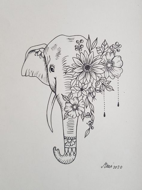 Feminine Elephant tattoo idea #tattooforwomen #sunflowertattoos Feminine Elephant Tattoo, Elephant Head Tattoo, Mandala Elephant Tattoo, Mandala Tattoo Sleeve, 16 Tattoo, Mandala Elephant, Elephant Tattoo Design, Elephant Drawing, Elephant Tattoo