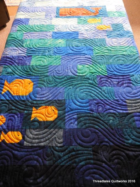 Ocean Baby Quilt, Quilting Stitch Patterns, Ocean Quilt, Long Arm Quilting Patterns, Free Motion Designs, Fish Quilt, Sea Quilt, Free Motion Quilting Patterns, Freemotion Quilting