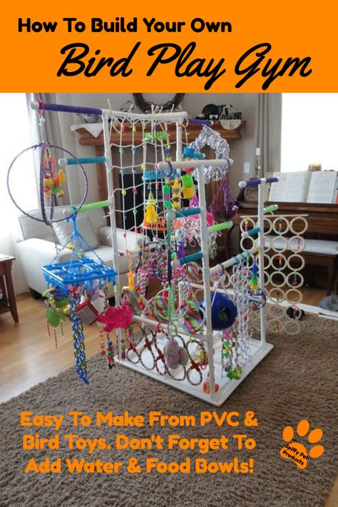 How To Build Your Own Bird Play Gym With PVC Bird Play Gym, Parrot Play Stand, Diy Parrot Toys, Diy Bird Toys, Parrot Stand, Parrot Pet, Bird Aviary, Bird Stand, Parrot Cage