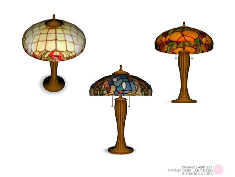 Tiffany Desk Lamp Mesh by DOT of The Sims Resource Found in TSR Category 'Sims 4 Table Lamps' Sims 4 1920s Cc, Glamorous Interiors, Art Deco Chair, Tiffany Lamp, Bee's Knees, Wine Display, Best Sims, Deco Furniture, Tiffany Lamps