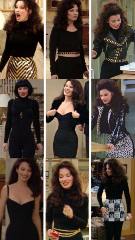 The Nanny Inspired Outfits Plus Size, Outfit Ideas For Platform Heels, Nanny Fran Outfits Aesthetic, Fran Fine Black Dress, The Nanny Iconic Outfits, Black Mini Skirt Outfit 90s, 90’s Outfits Fall, The Nanny Outfits Fran Drescher The 90s, Fran Nanny Outfits