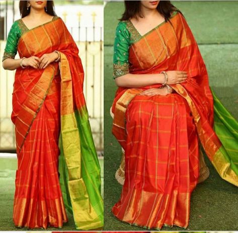 Indian Wedding Dress Modern, Pattu Sarees Wedding, Saree Pattu, Pure Cotton Sarees, Uppada Sarees, Uppada Pattu Sarees, Checks Saree, Silk Sarees Online Shopping, New Saree Blouse Designs