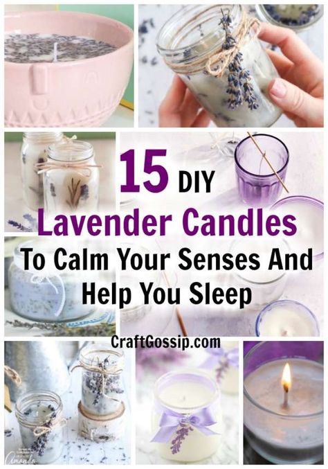 15 DIY Lavender Candles To Calm Your Senses And Help You Sleep – Candle Making Soy Candle Recipe, Lavender Candles Diy, Lavender Ideas, Candle Recipes, Candle Making Tutorial, Lavender Candles, Dried Flower Candles, Diy Lavender, Homemade Candle