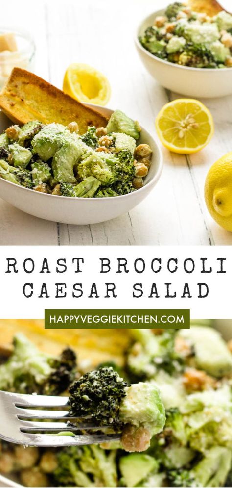 Broccoli Caesar Salad, Broccoli Caesar, Creamy Caesar Dressing, Garlic Toast, Vegetarian Salad, Warm Salad, Salad Pasta, Vegetarian Salads, Caesar Dressing