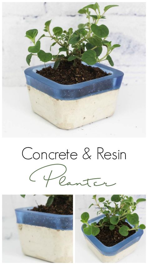 Make your own concrete and resin planter using Envirotex Lite and Easy Mold! Love the colour and textures of this project! Resin Pots Planters, Concrete And Resin Diy, Resin And Cement, Concrete Resin Art, Resin And Concrete, Resin Planters Diy, Concrete And Resin, Diy Concrete Planters, Concrete Ideas