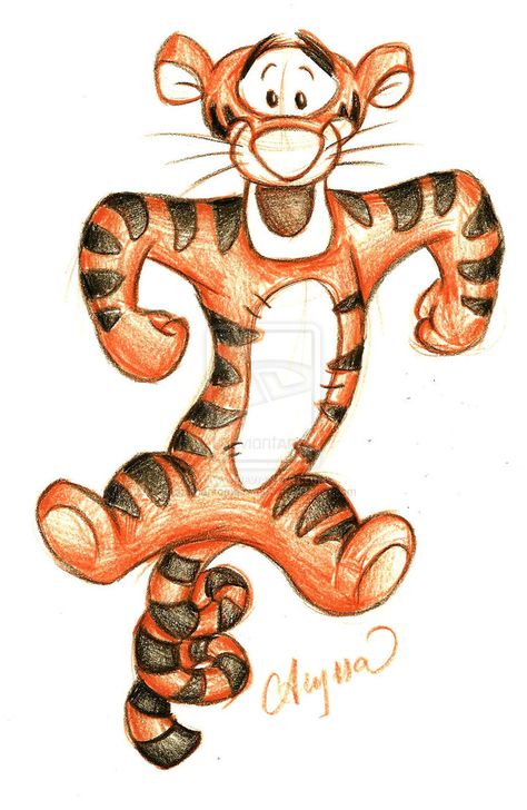 Disney Names, Disney Doodles, Disney Drawings Sketches, Disney Art Drawings, Disney Sketches, Pinturas Disney, Amazing Drawings, A Tiger, Disney Drawings