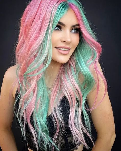 Unicorn Hair Color, Vivid Hair Color, Rainbow Hair Color, Colourful Hair, Hair Color Unique, Creative Hair Color, Cute Hair Colors, Hot Hair Colors, Bright Hair