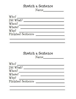 Third Grade Sentence Writing, Stretching Sentences, Teaching Topic Sentences Third Grade, Stretch A Sentence, Stretch The Sentence Writing Activities, Paragraph Starters Topic Sentences, Second Grade Journal Writing Prompts, Writing Sentences, Second Grade Writing