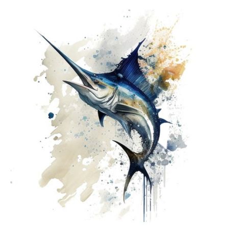 Marlin Painting, Blue Marlin Fish, Fishing Png, Marlin Fish, Fish Watercolor, Fish Clipart, Blue Marlin, Saltwater Fish, Watercolor Fish