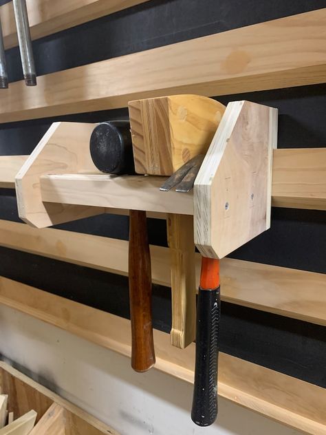 French Cleat Hammer Rack Build Plans Hammer Holder, Tool Storage - Etsy French Cleat Tool Holders, Tool Shop Organization, French Cleat Tool Storage, Hammer Rack, Dt Coursework, Werkstatt Diy, Cleat Storage, Woodwork Bench, French Cleat Storage