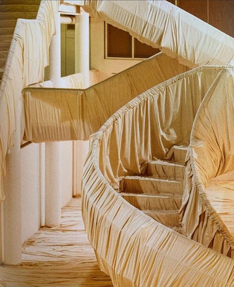 Christo & Jeanne-Claude. Museum Würth, Künzelsau. 1994 Christo Art, Christo And Jeanne Claude, Jeanne Claude, Villa Rica, Curtain Installation, Warehouse Design, Vintage Interiors, Conceptual Design, House Made