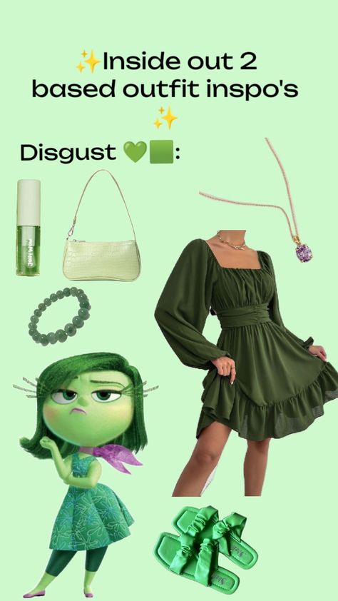 Inside out 2: Disgust>>>💚🟩☘️ #fyp #preppy #Inside out 2 Disgust Outfit Ideas, Inside Out Disgust Outfit, Inside Out 2 Outfit Ideas, Disgust Inside Out Aesthetic, Disgusted Inside Out, Inside Out Emotions, Teen Outfits, Inside Out 2, Cute Names