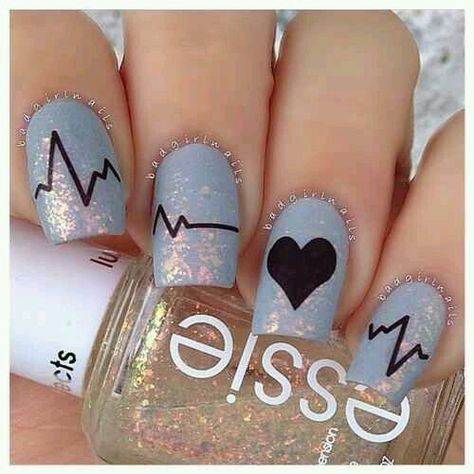 Heart beat nails Euphoria Prom Makeup, Euphoria Prom, Love Doctor, Pedicure Colors, Homemade Facial Mask, Nails Now, Simple Nail Art Designs, Get Nails, Heart Beat