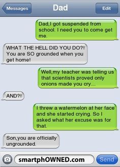 Image result for dad texts to son ungrounded Funny Text Messages Fails, Very Funny Texts, Funny Text Memes, Really Funny Texts, Funny Memes About Life, Funny Texts From Parents, Funny Conversations, Funny Text Fails, Funny Text Conversations