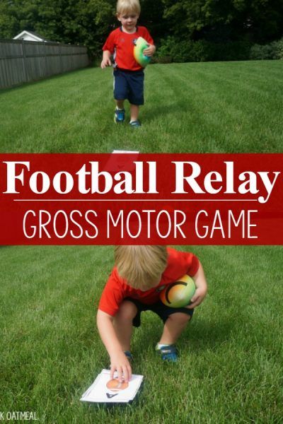 Football Gross Motor Game. The football relay is a fun brain break or game for a… Football Games For Preschoolers, Football Activities For Preschool, Football Preschool Activities, Football Activities For Kids, Footy Games, Football Activities, Football Activity, Pediatric Pt, Camp Games