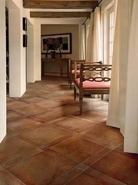 Saltio done right! Mediterranean Floor Tile, Saltillo Tile Floor, Saltillo Tile, Tiled Hallway, Tile Layout, Mediterranean Tile, Tuscan Kitchen, Mediterranean Home Decor, Mediterranean Design