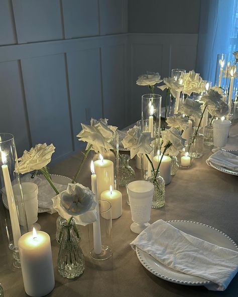 A beautiful candle lit table…🕯️ different variations of candles are such an amazing way to fill a table and give it that romantic feel, love using glass candleholders to elevate your look! Candle Lit Table, Fake Candle, Fake Candles, Beautiful Candle, Candle Dinner, Dinner Set, Beautiful Candles, Elevate Your Look, Dinner Sets