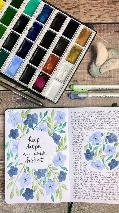 Therapy Bullet Journal, Watercolor Bullet Journal, Art Bullet Journal, Watercolour Journal, Journal Therapy, 2022 Art, Diy Journal Books, Watercolor Journal, Scrapbook Book