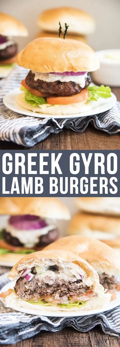 These delicious Greek gyro lamb burgers have the same great flavors of a gyro in burger form. With a perfectly seasoned grilled lamb burger topped with homemade tzatziki sauce. Gyro Lamb, Greek Burgers, Lamb Burger Recipes, Greek Burger, Lamb Burger, Greek Gyros, Homemade Tzatziki Sauce, Lamb Burgers, Homemade Tzatziki