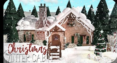 One Story Christmas House Bloxburg, Bloxburg Winter Cottage, Bloxburg Winter Wonderland Layout, Christmas Cottage Bloxburg, Bloxburg Gingerbread House, Christmas Cabin Bloxburg, Christmas Bloxburg Houses, Christmas Home Bloxburg, Bloxburg Christmas Town