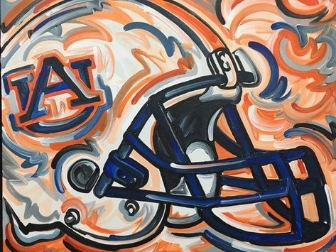 University Painting, Auburn Logo, Football Paintings, College Canvas, Formal Cooler Ideas, Team Crafts, Painted Window Art, Auburn Tigers Football, Diy Paintings