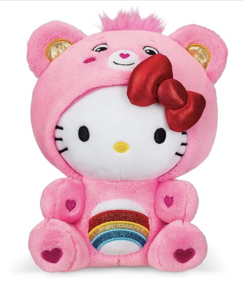 Care Bears Hello Kitty Dressed As Cheer Bear 9" Fun-Size Plush - Soft, Huggable Bestie! – Good for Girls and Boys, Employees, Collectors 💕 Care Bear Plush, Care Bears Plush, Cheer Bear, Hello Kitty Dress, Second Account, Barbie Stuff, Teddy Bear Stuffed Animal, Fun Size, Hello Kitty Collection