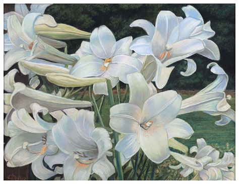 Morning Poem, Painted Island, Easter Lilies, Easter Lily, Pastel Paintings, Mary Oliver, Original Pastel, Easter Time, Fine Artist