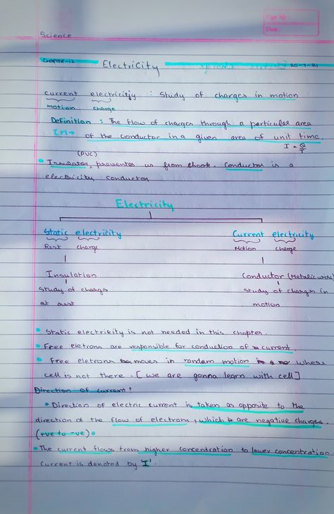 Beautiful and asthetic note taking formate❤️✨💫 Static Electricity Notes, Science Electricity, Physics Notes, Grade 10, Static Electricity, Study Notes, Note Taking, Physics, No Response