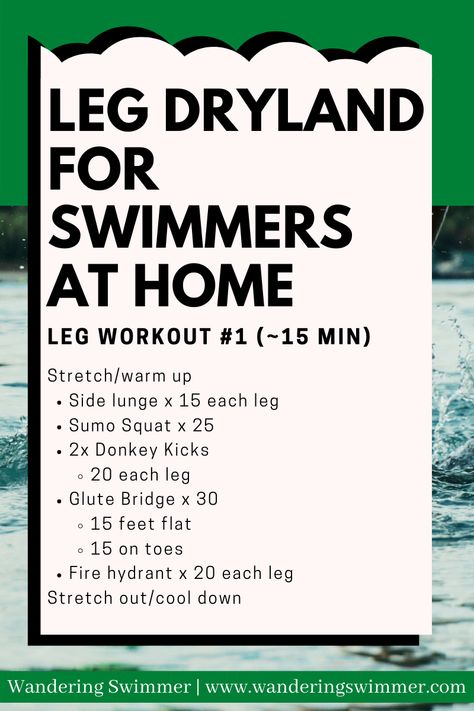 Swim Dryland Workout Swimmers, Leg Workouts For Swimmers, Swimming Land Drills, Swimming Land Training, Swimming Dry Land Workouts, Workout For Swimmers At Home, Swimming Exercises Workout At Home, Swimming Workout Competitive, Swimming Dryland Workout Exercises