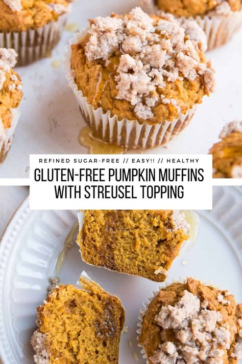 Gluten-Free Pumpkin Muffins with Streusel Topping - The Roasted Root Snack Muffins, Healthy Pumpkin Muffins, Muffins With Streusel Topping, Pumpkin Streusel Muffins, Gluten Free Pumpkin Muffins, Best Gluten Free Desserts, Muffins Healthy, Pumpkin Muffin Recipes, Gluten Free Cupcakes