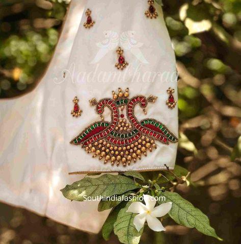 BRIDAL WEDDING SAREE BLOUSE DESIGNS BY AADAMBHARA 2 scaled e1585632179108 Blouse Designs For Silk Sarees, Aari Work Blouse Design, Work Blouse Designs, Wedding Saree Blouse Designs, Birds Embroidery Designs, Cutwork Blouse Designs, Simple Embroidery Designs, Wedding Blouse Designs, Silk Saree Blouse Designs