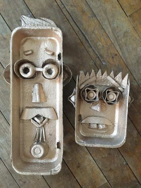 Egg Carton Faces, Insect Sculpture, Egg Carton Art, Cardboard Art Sculpture, Color Art Lessons, Recycled Paper Crafts, Craft Work For Kids, Egg Cartons, Egg Carton Crafts