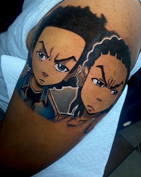 Boondock Tattoo Ideas, Riley Boondocks Tattoo, Boondocks Tattoo Designs, Boondocks Tattoo, Boondocks Anime, Bday Tattoo, Boondocks Characters, Riley Boondocks, Boondocks Quotes