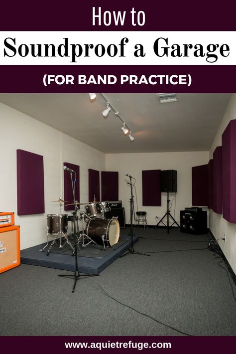 How to Soundproof a Garage (for Band Practice). Basically, we tried some mixtures of solutions that you will be familiar with, shortly after you’ve read this story. And some of them worked! #garage #soundproofingguide #homeimprovement Garage Recording Studio Ideas, Rehearsal Space Band, Garage Music Studio Ideas, Garage Band Room, Garage Music Room, Garage Music Studio, Band Practice Room, Band Room Ideas, Studio Music Room