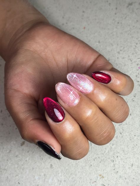 Valentine’s Day Cat Eye Nails, Valentines Cateye Nails, Christmas Nails Cat Eye, Flower Cat Eye Nails, Red Cat Eye Christmas Nails, Valentines Cat Eye Nails, Cat Eye Jelly Nails, Christmas Cat Eye Nails, Cat Eye Christmas Nails