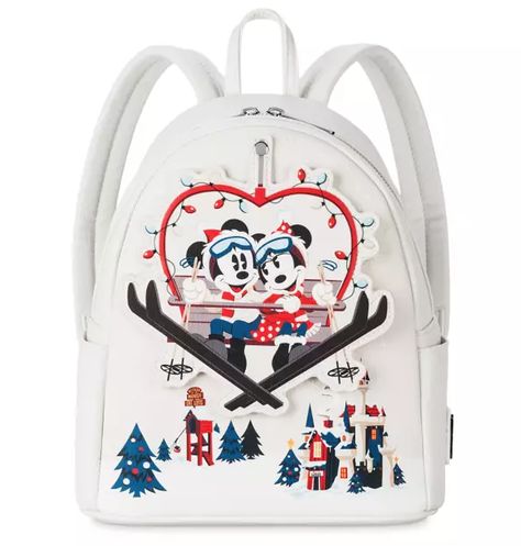 Mickey and Minnie Take On The Slopes On The New Holiday Backpack! - bags - Loungefly Mini Backpack, Minnie Mouse Backpack, Sequin Backpack, Mickey And Minnie Mouse, Loungefly Bag, Disney Bag, Disney Shop, Loungefly Disney, Ski Lift