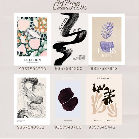 Bloxburg Decals Codes Modern Art, Picture Codes For Berry Ave Modern, Bloxburg Art Codes, Nyc Bloxburg, Blocksburg Codes, Roblox Decor, Bloxburg Wallpaper, Bloxburg School, Bloxburg Layout