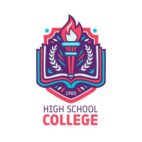 Hand drawn high school logo design | Free Vector #Freepik #freevector #personal-logo #course-logo #learn-logo #education-logo Neo School Logo Pov, High School Logo Design, School Logo Design, Safety App, Logo Education, Hig School, Keep Smile, Academy Logo, Education Logo