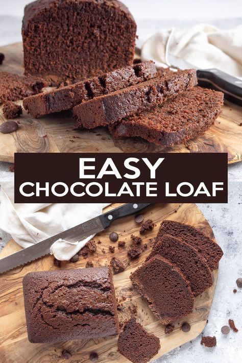 Chocolate Loaf Cake Easy, Chocolate Cake In Loaf Pan, Vegan Chocolate Bread Loaf, Double Chocolate Loaf, Vegan Chocolate Loaf Cake, Chocolate Loaf, Dessert Breakfast, Chocolate Delight, Loaf Recipes