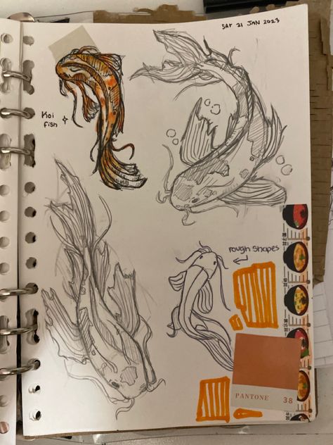 Monsters Plant Tattoo, Nature Art Reference, Kio Fish Drawing, Sketchbook 1st Page Ideas, Drawing Decoration Ideas, Movement Art Drawing, Big Sketchbook Drawings, Cryptid Sketch, Sketchbook Design Cover