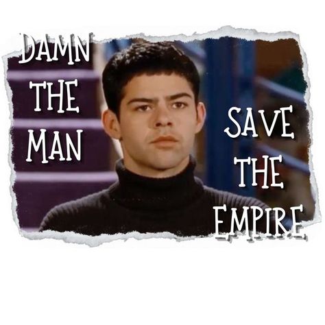 Damn the Man Save the Empire Lucas Premium Vinyl Sticker Midnight Vinyl, Paper Shape, Cult Classic Movies, Empire Records, Phone Water, Renee Zellweger, 90s Movies, Liv Tyler, Torn Paper