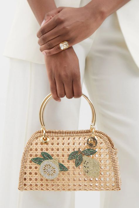 Straw Bags, Patchwork Bags, Gold Top, Online Shopping For Women, Crystal Embellishment, Jewelry Bags, Gold Tone Metal, Fashion Handbags, Crochet Bag