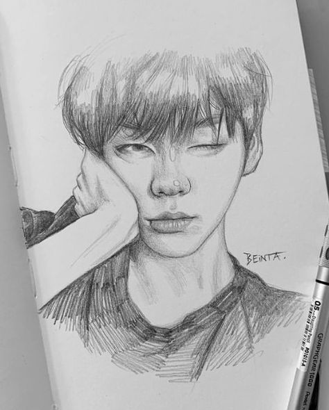 Soobin Drawing Pencil, Txt Drawings Pencil, Soobin Sketch, Soobin Drawing, Txt Drawings, Sketch Icon, Different Forms Of Art, Animation Art Sketches, Drawing Frames