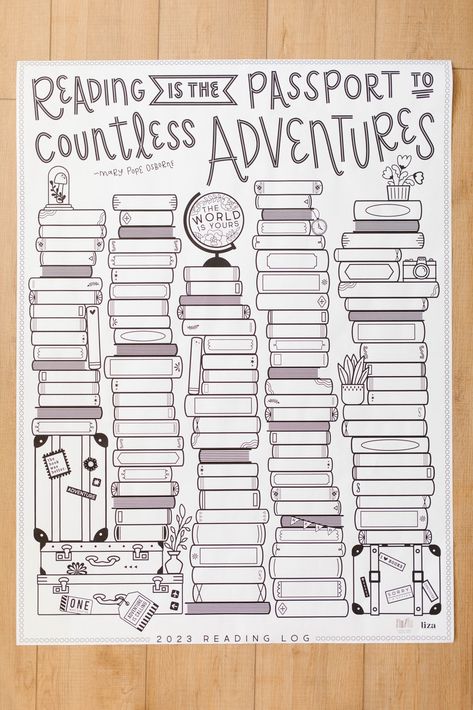 The 2023 Printable Reading Log - Everyday Reading Abc Book Challenge Template, Adventure Begins At Your Library Decorations, Book Tracker Bookmark Free Printable, Log Book Ideas, Book Journal Ideas Inspiration, Book Journal Printable, Reading Tracker Template, Read Template, 100 Book Challenge